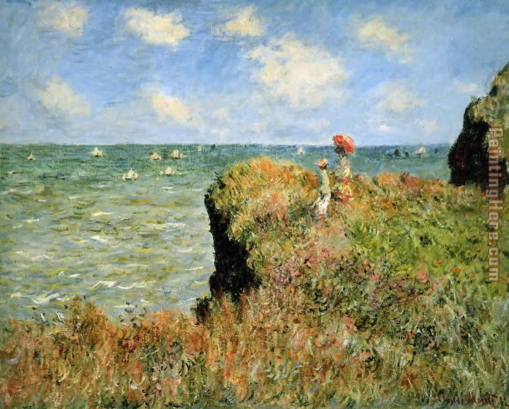 Claude Monet Stroll At The Rocks Of Pourville